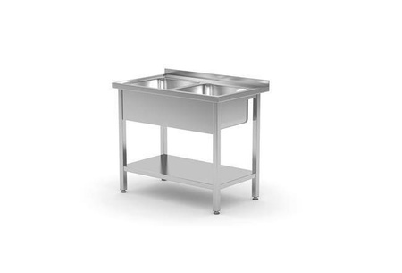 Table with two sinks with shelf - bolted, with dimensions.1000x700x(H)850 m HENDI 812969