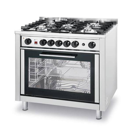 Kitchen Line 5-burner gas cooker with convection oven HENDI 225707