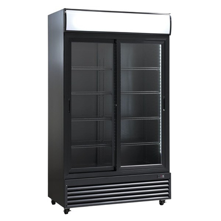 Szafa chłodnicza przeszklona SD1002BSLE | drzwi przesuwne | czarna | 670l