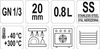 STAINLESS STEEL CATERING CONTAINER GN 1/3 20 | YG-00270