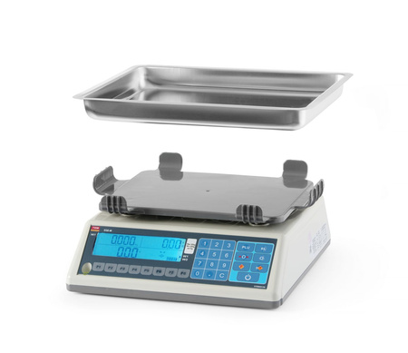Waga kalkulacyjna LCD z legalizacją, seria EGE, głęboka szalka, 30 kg | HENDI TEM030C-PZR