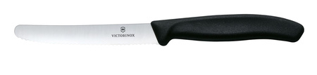 Victorinox Swiss Classic Nóż do pomidorów, zaokrąglony czubek, ząbkowany, 11 cm, czarny | HENDI 6.7833