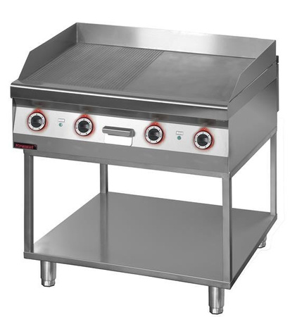 Płyta grillowa elektryczna 1/2gł. + 1/2ryf. 900 mm 12,0kW na podstawie szkieletowej 900.PBE-900GR.T Kromet