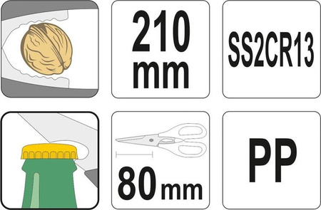 NOŻYCZKI KUCHENNE  Z OTWIERACZEM I DZIADKIEM DO ORZECHÓW | YG-02365