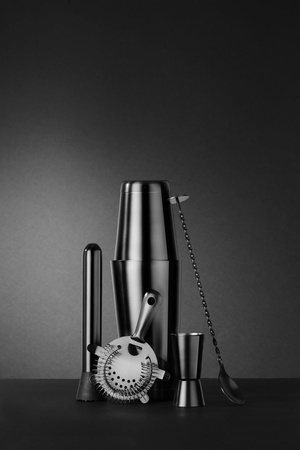 Zestaw barmański w tubie, BarUp, czarny, ⌀120x(H)320mm, Okrągły 596609