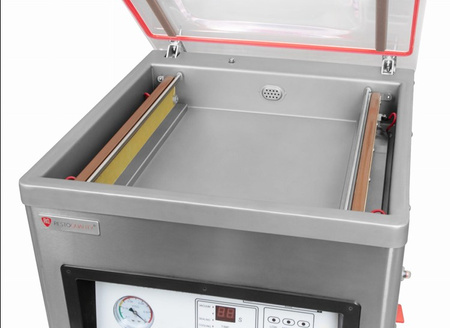 Pakowarka próżniowa komorowa | listwa 390+390 mm | pompa 20 m³/h | 1,5 kW | 485x530x500 mm | RQVP400