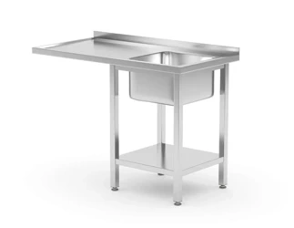 Stół ze zlewem, półką i miejscem na zmywarkę lub lodówkę, ze zlewem 400x400x250mm po prawej stronie, skręcany 237526