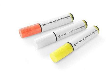 Chalk markers, white, yellow, orange - set of 3 pcs. HENDI 664339