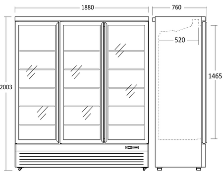 Szafa mroźnicza przeszklona DF1563BD | 1563 l