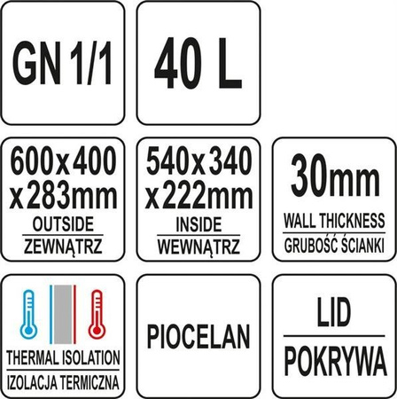 POJEMNIK TERMOIZOLACYJNY 1/1 GN 
 | YG-09210