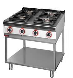 4 burner gas cooker 1x4.5kW+ 1x7.5kW + 2x9.0 kW on frame base 900.KG-4.T Kromet