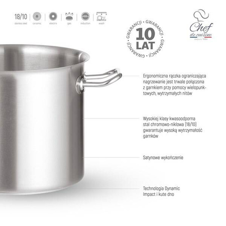 Garnek ze stali nierdzewnej średni 23l śr. 360x(H)220 mm