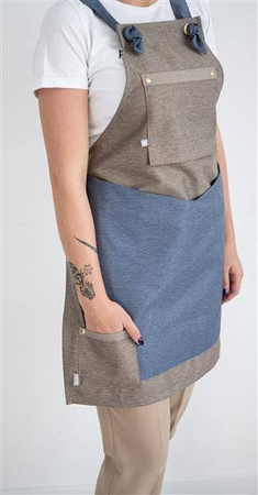 Women's chef's apron | beige-blue | Tredje line | 21-3FW-34BEN | on hand