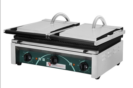 Grill elektryczny kontaktowy panini podwójny RN103-A | płyty ryflowane