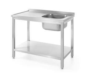 Table with one sink with shelf, right-handed - bolted, with dimensions.1000x600x(H HENDI 811870