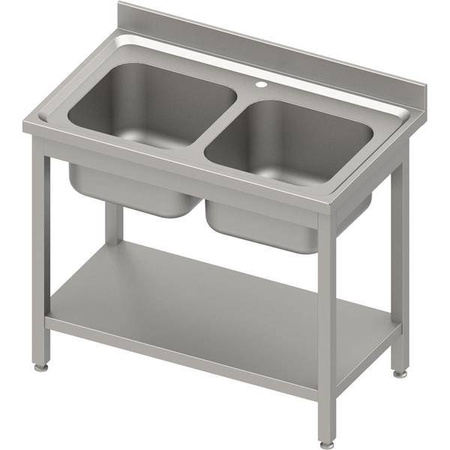 Stół ze zlewem 2-kom.,z półką 1000x700x850 mm skręcany, blat tłoczony,rant puszkowy 100x15x10 STALGAST MEBLE 984587100