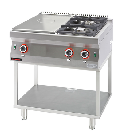 Chrome gas cooktop 400 mm + 1x4,5kW + 1x7,5kW on skeleton base 700.KG-2/I-400.T Kromet