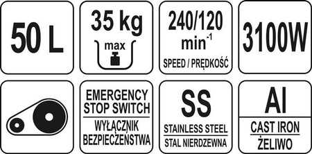 MIKSER SPIRALNY 50L Z 2 PRĘDKOŚCIAMI | YG-03068