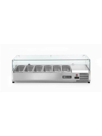 HENDI 232972 6x GN 1/3 refrigerated dish with tempered glass display case