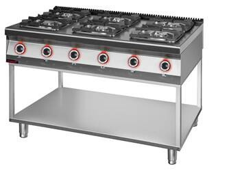 6 burner gas cooker 2x4.5kW + 2x7.5kW + 2x9.0 kW on a frame base 900.KG-6.T Kromet