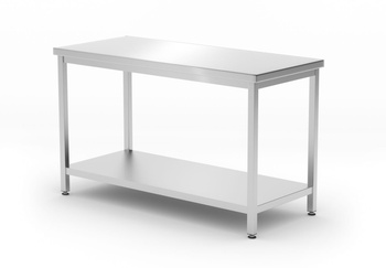 Stół centralny z półką Budget Line – skręcany 1200x600x(H)850 | HENDI 817179