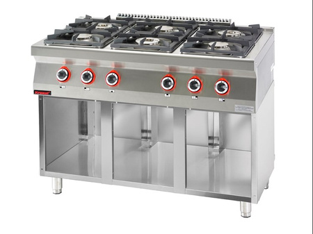 Gas cooker 6-burner on open cabinet base 700.KG-6.S Kromet