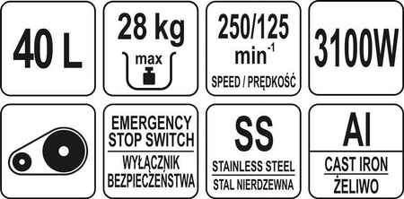 MIKSER SPIRALNY 40L Z 2 PRĘDKOŚCIAMI | YG-03065