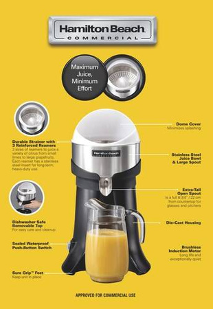 Elektryczna wyciskarka do cytrusów dla gastronomii HCJ967R-CE, Hamilton Beach Commercial