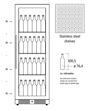 Winiarka | chłodziarka do wina | jednostrefowa | 461 l | na 138 butelek | 595x682x1764 mm | SV138B