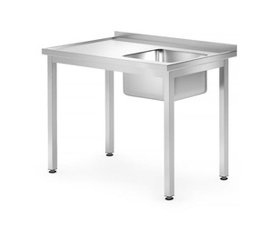 Table with one right-hand sink - bolted, with dimensions. 1000x700x(H)850 m HENDI 812884