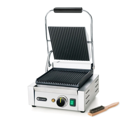 Grill kontaktowy pojedynczy - góra i dół ryflowane HENDI 263501