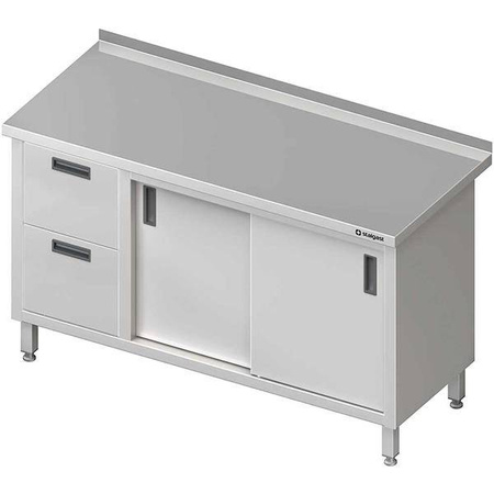 Wall table with two drawer block (L),sliding door 1500x700x850 mm STALGAST MEBLE 980347150