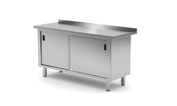 Wall table with cabinet with sliding doors - welded, with dimensions. 16 HENDI 811689