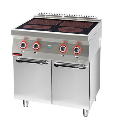 Ceramic electric cooker 4 fields 2x4kW + 2x2,1kW on closed base 700.KE-4C.S.D Kromet