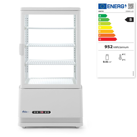Witryna chłodnicza nastawna, 68 litrów, biała