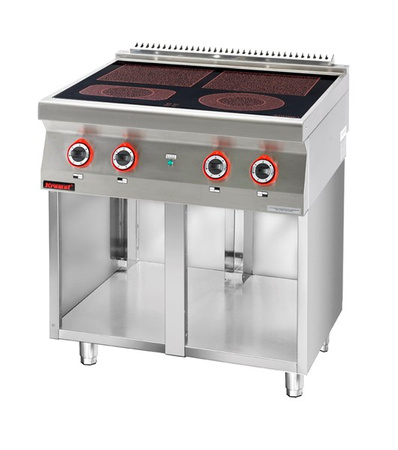 Ceramic electric cooker 4 fields 2x4kW + 2x2,1kW on open cabinet base 700.KE-4C.S Kromet