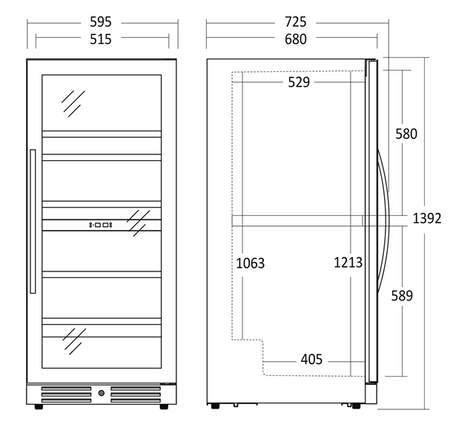 Winiarka | chłodziarka do wina | dwustrefowa | 345 l | na 90 butelek | 595x680x1392 mm | SV104B
