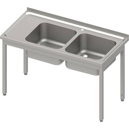 Table with 2 compartment sink.(P),without shelf 1400x700x850 mm bolted, pressed top STALGAST MEBLE 983917140