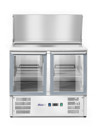 Stół chłodniczy sałatkowy 2-drzwiowy przeszklony z pokrywą uchylną HENDI 236246