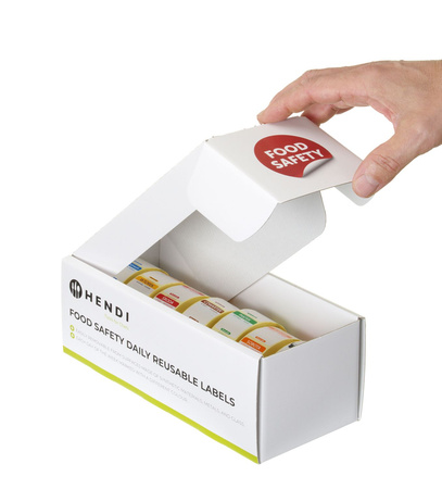 Zestaw etykiet wielorazowych Food Safety na każdy dzień tygodnia z podajnikiem, HENDI, 240x80x(H)100mm | 850305