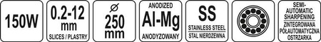 KRAJALNICA Al-Mg DO WĘDLIN 250MM PÓŁ-AUTOMATYCZNA OSTRZAŁKA | YG-03120