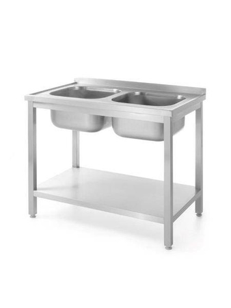 Table with two sinks with shelf - bolted, with dimensions.1000x600x(H)850 m HENDI 811887