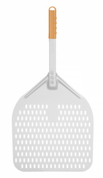 Łopata do pizzy z perforacją i krótką rączką, kwadratowa z anodowanego aluminium, 350x710mm | HENDI 618066