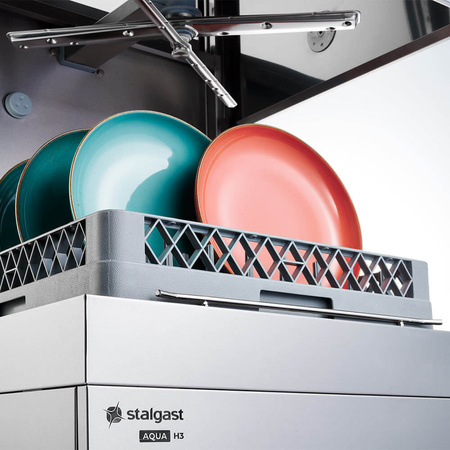 Zmywarko-wyparzarka kapturowa Digital, dozownik płynu myjącego, pompa wspomagająca płukanie, 10.8 kW, 400 V Stalgast 803036