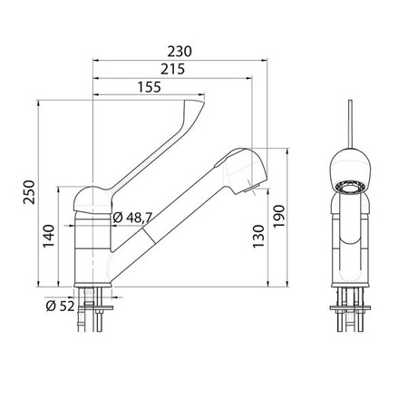 Washbasin faucet with shower 651113 STALGAST