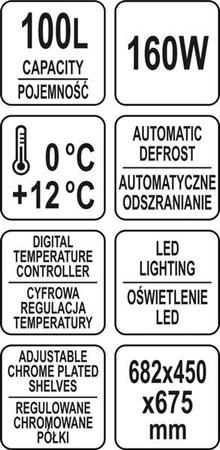 WITRYNA CHŁODNICZA 100L 68x45x67 SREBRNA | YG-05022