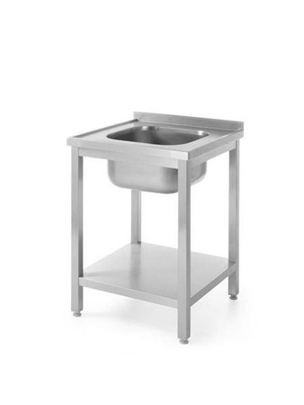 Table with one sink with shelf - bolted, with dimensions.600x600x(H)850 mm HENDI 811856