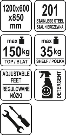 STÓŁ CENTRALNY SKŁADANY Z PÓŁKĄ 1200×600×H850MM
 | YG-09002