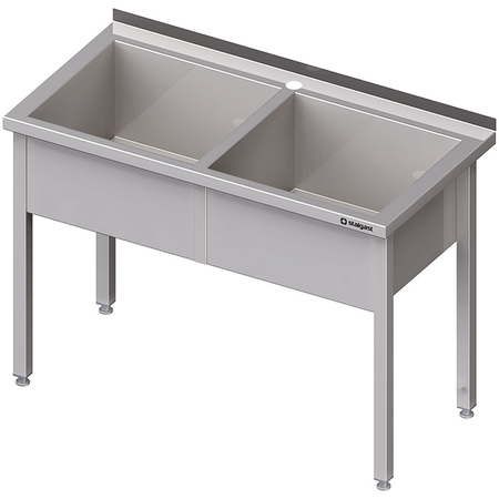 Stół z basenem 2-komorowym spawany 1200x700x850 mm h=300 mm STALGAST 611607