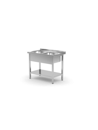 Stół z dwoma zlewami i półką - spawany, o wym. 1000x600x850 mm HENDI 815571